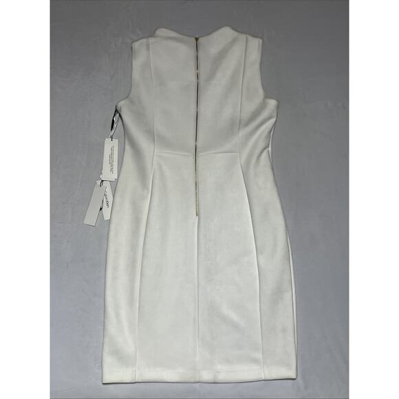 Calvin Klein Sheath Dress Size 16 White Faux Suede Sleeveless Career Office Work - Picture 2 of 12